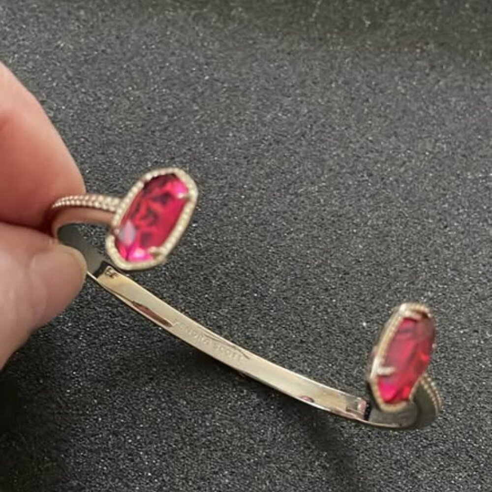 VVGUC Kendra Scott Gold Cuff Bracelet Translucent Berry Red